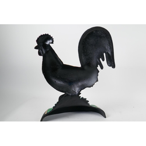 114 - A painted cast iron doorstop in the form of a cockerel, 14