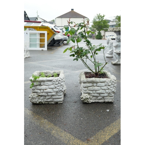 1203 - A pair of painted concrete garden planters/jardinieres, 15