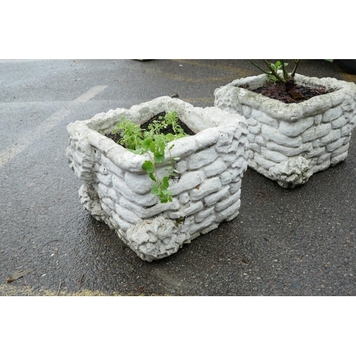 1203 - A pair of painted concrete garden planters/jardinieres, 15