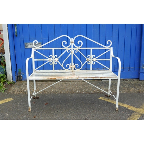 1207 - A painted metal two seater garden bench, 45