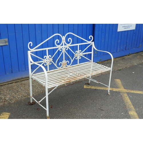 1207 - A painted metal two seater garden bench, 45