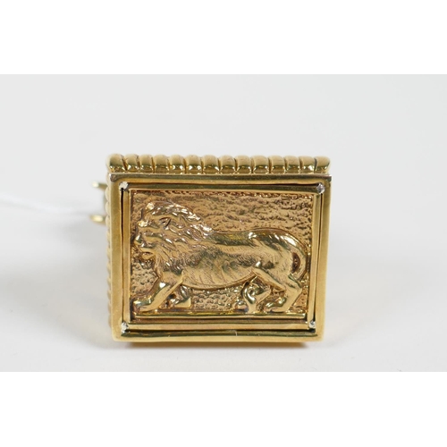 13 - A brass document seal with an elephant shaped handle/mount, 2