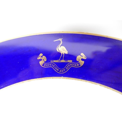 29 - Vintage Royal Worcester cobalt blue and gilt decorated tableware, embellished with a heron crest and... 