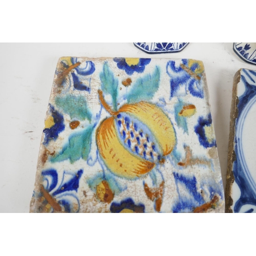 32 - An antique tile with decoration of a pomegranate, 5