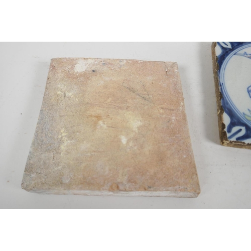 32 - An antique tile with decoration of a pomegranate, 5