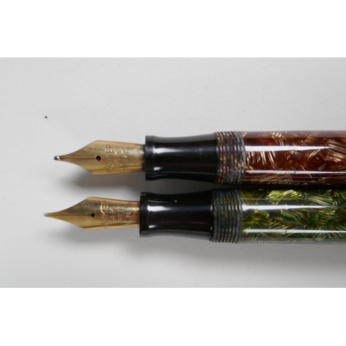 56 - A collection of six Parker Victory fountain pens and another, all with 14ct gold nibs, 5