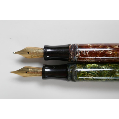 56 - A collection of six Parker Victory fountain pens and another, all with 14ct gold nibs, 5