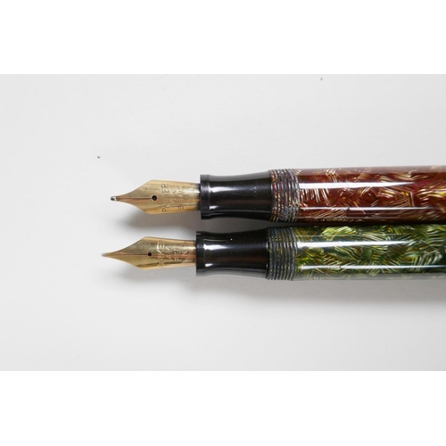 56 - A collection of six Parker Victory fountain pens and another, all with 14ct gold nibs, 5