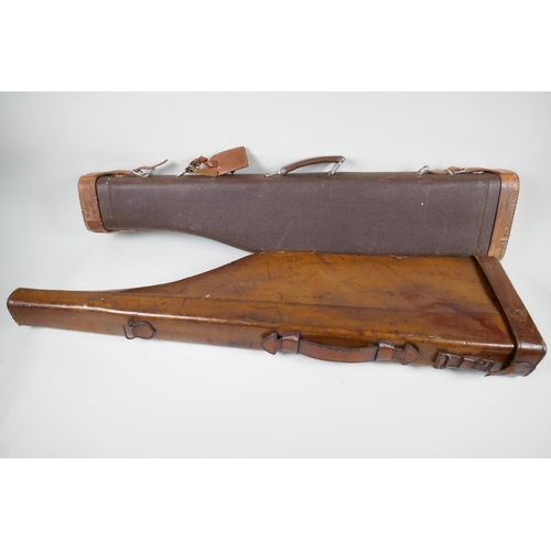 61 - An antique leather 'Leg of Mutton' shotgun case, 31