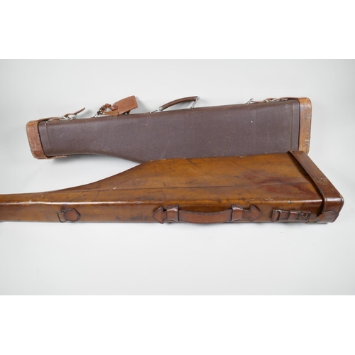 61 - An antique leather 'Leg of Mutton' shotgun case, 31