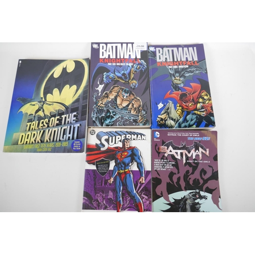 74 - Five graphic novels, 'Batman' Knightfall parts 2 and 3, Batman 'The Court of Owls', Superman Return ... 