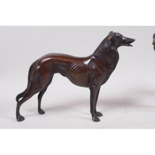 4 - A pair of bronze figures of hounds, 6½