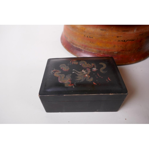 24 - A Burmese painted wood box and cover, 10