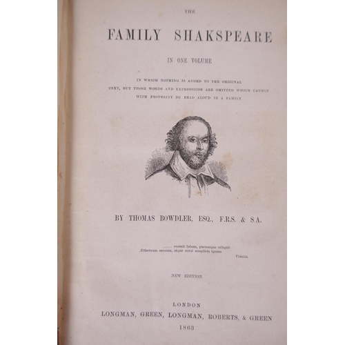 29 - One volume, The Family Shakespeare by Thomas Bowdler, 4th Edition 1863, together with one volume, Vi... 