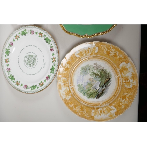 212 - Six decorative porcelain plates including Flight Barr & Barr, Worcester, largest 10