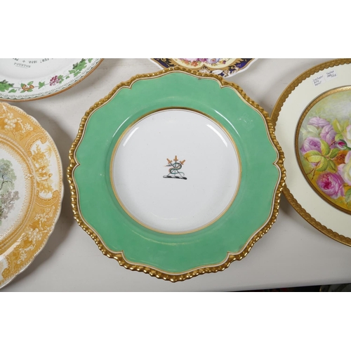 212 - Six decorative porcelain plates including Flight Barr & Barr, Worcester, largest 10