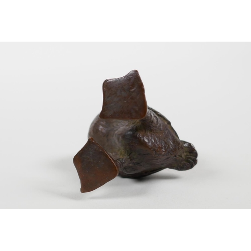 23 - A Japanese bronze Jizai style duck, 2&frac12;