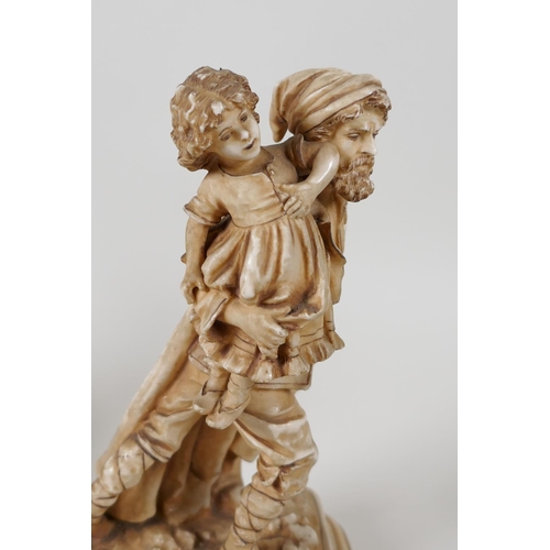 1 - A C19th Chelsea porcelain figural candlestick  modelled as a boy with a corn sheaf, 8