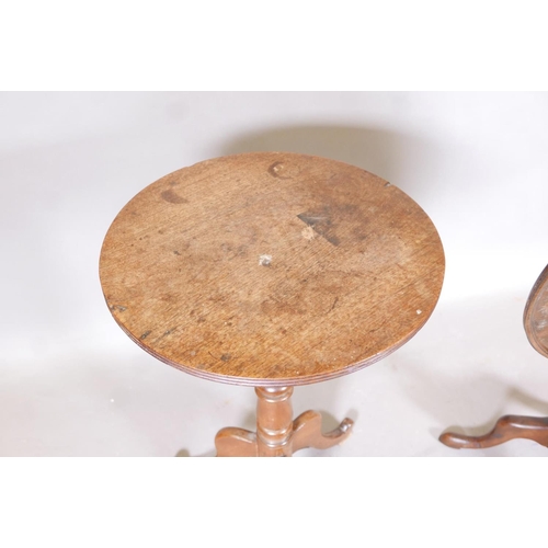 1201 - A Georgian mahogany tilt top table, with dished top, raised on a turned column and tripod supports, ... 