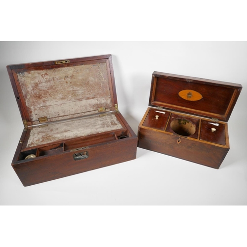 16 - A C19th mahogany writing box for restoration, 16