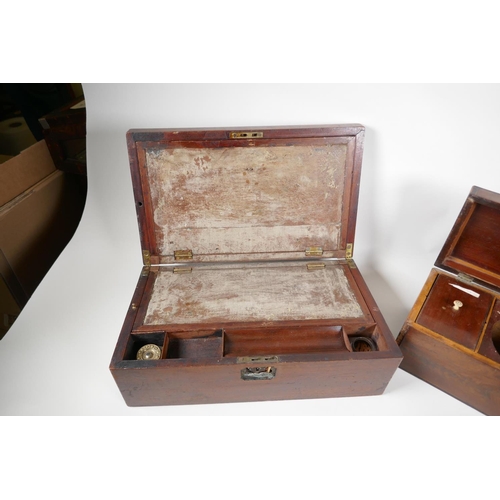 16 - A C19th mahogany writing box for restoration, 16