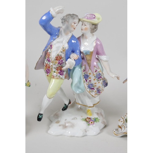 28 - Three C19th Continental porcelain figurines, 7