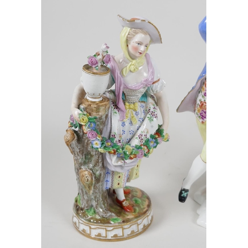 28 - Three C19th Continental porcelain figurines, 7