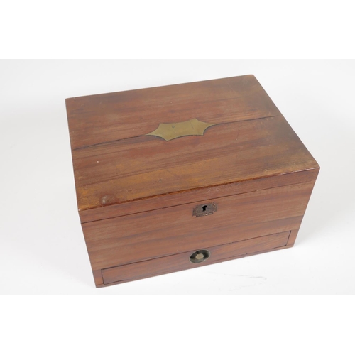 54 - A C19th mahogany apothecary's box, with base drawer and fitted interior, 10