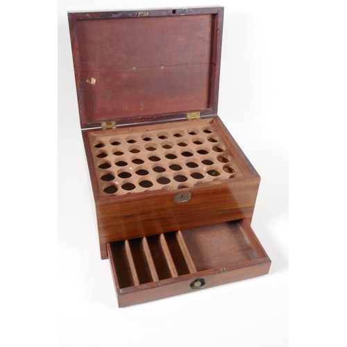 54 - A C19th mahogany apothecary's box, with base drawer and fitted interior, 10