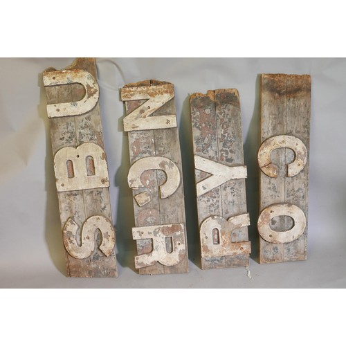 1203 - Architectural salvage, a weathered wood Railway station sign with cast iron letters, Congresbury, 18... 