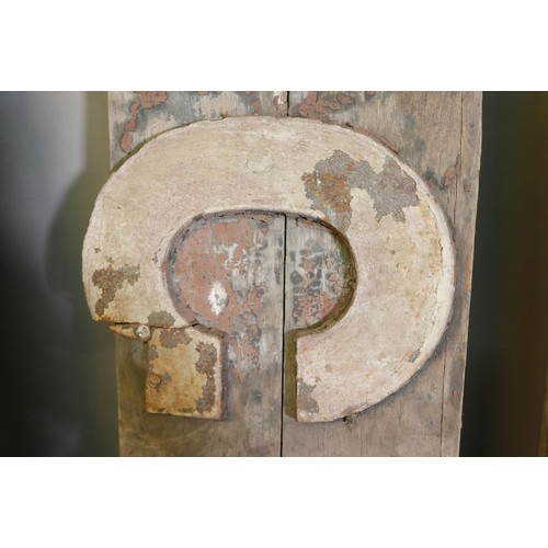 1203 - Architectural salvage, a weathered wood Railway station sign with cast iron letters, Congresbury, 18... 