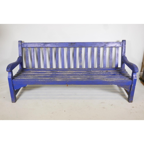 1155 - A painted teak garden bench, 72