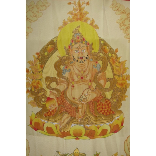 34 - A Tibetan silk thangka depicting a wrathful deity, 17