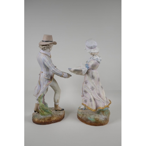 43 - A pair of Royal Dux ceramic figures carrying baskets, mark to base, 14