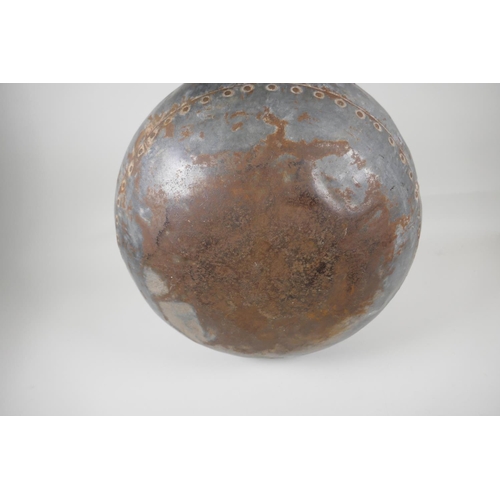 46 - An Indian riveted metal pot/jar, 13½