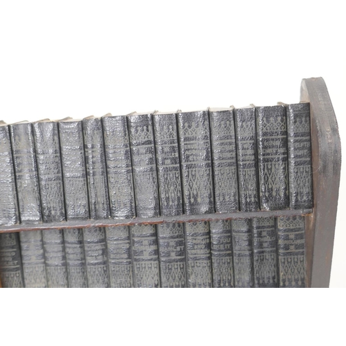 1 - A miniature three tier oak bookcase with 40 volumes of The Works of Shakespeare, printed by Allied N... 