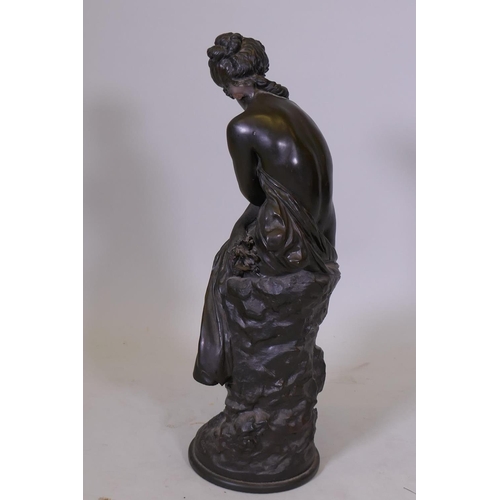 24 - After Moreau, a cold cast bronzed figure of Venus, A/F, loss to hair, 24½