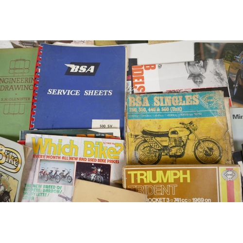 31 - A quantity of motoring and motorcycle literature including 1960s promotional brochures for Fiat, Min... 