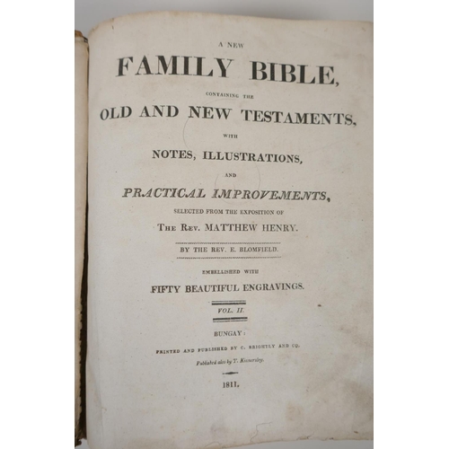 59 - Two Volumes, The Family Bible, with exposition from the Reverend Matthew Henry, Vols 1 and 2, dated ... 