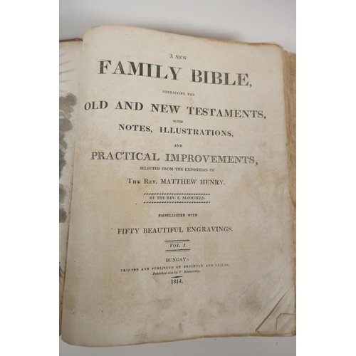 59 - Two Volumes, The Family Bible, with exposition from the Reverend Matthew Henry, Vols 1 and 2, dated ... 