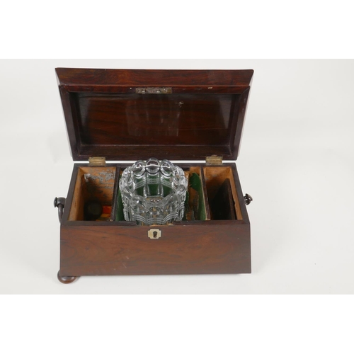 9 - A C19th rosewood sarcophagus shaped tea caddy, for restoration, 11