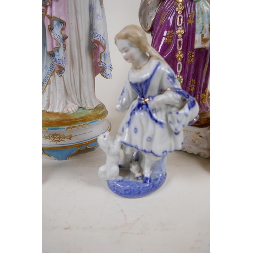 47 - Three C19th porcelain figures, AF, largest 13½