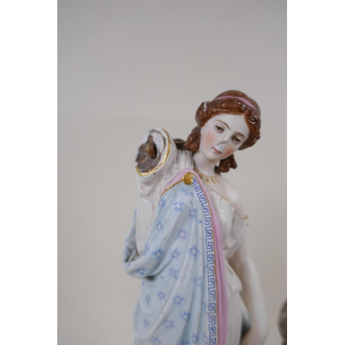 47 - Three C19th porcelain figures, AF, largest 13½