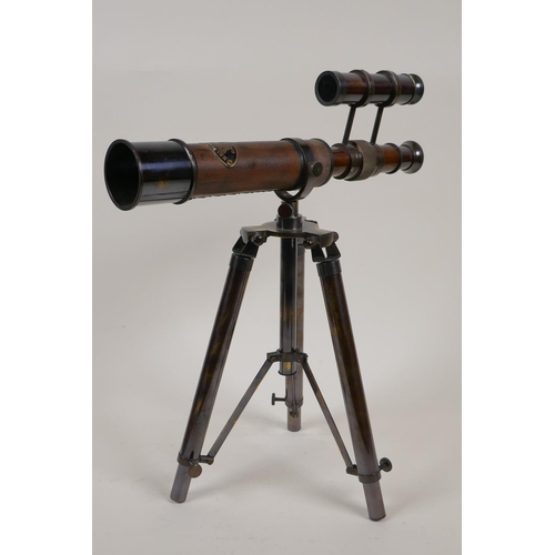 56 - A brass table top telescope on extending tripod stand, 11