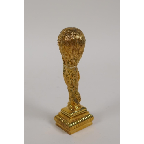 11 - An Art Nouveau style gilt metal desk seal, the handle in the form of a female bust, 4