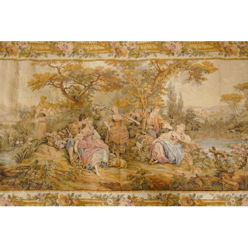 15 - A Belgian tapestry woven with a pastoral scene, machine woven,C20th, lined, 38