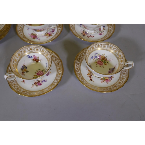 19 - Hammersley six place part tea service, 'Dresden Sprays', No 12673, the saucers marked T. Goode and C... 