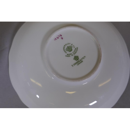 19 - Hammersley six place part tea service, 'Dresden Sprays', No 12673, the saucers marked T. Goode and C... 