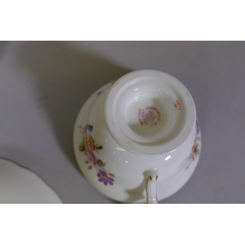 19 - Hammersley six place part tea service, 'Dresden Sprays', No 12673, the saucers marked T. Goode and C... 