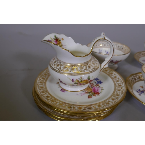 19 - Hammersley six place part tea service, 'Dresden Sprays', No 12673, the saucers marked T. Goode and C... 